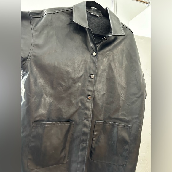 SHEIN leather- like black jacket/ shacket - Picture 10 of 15